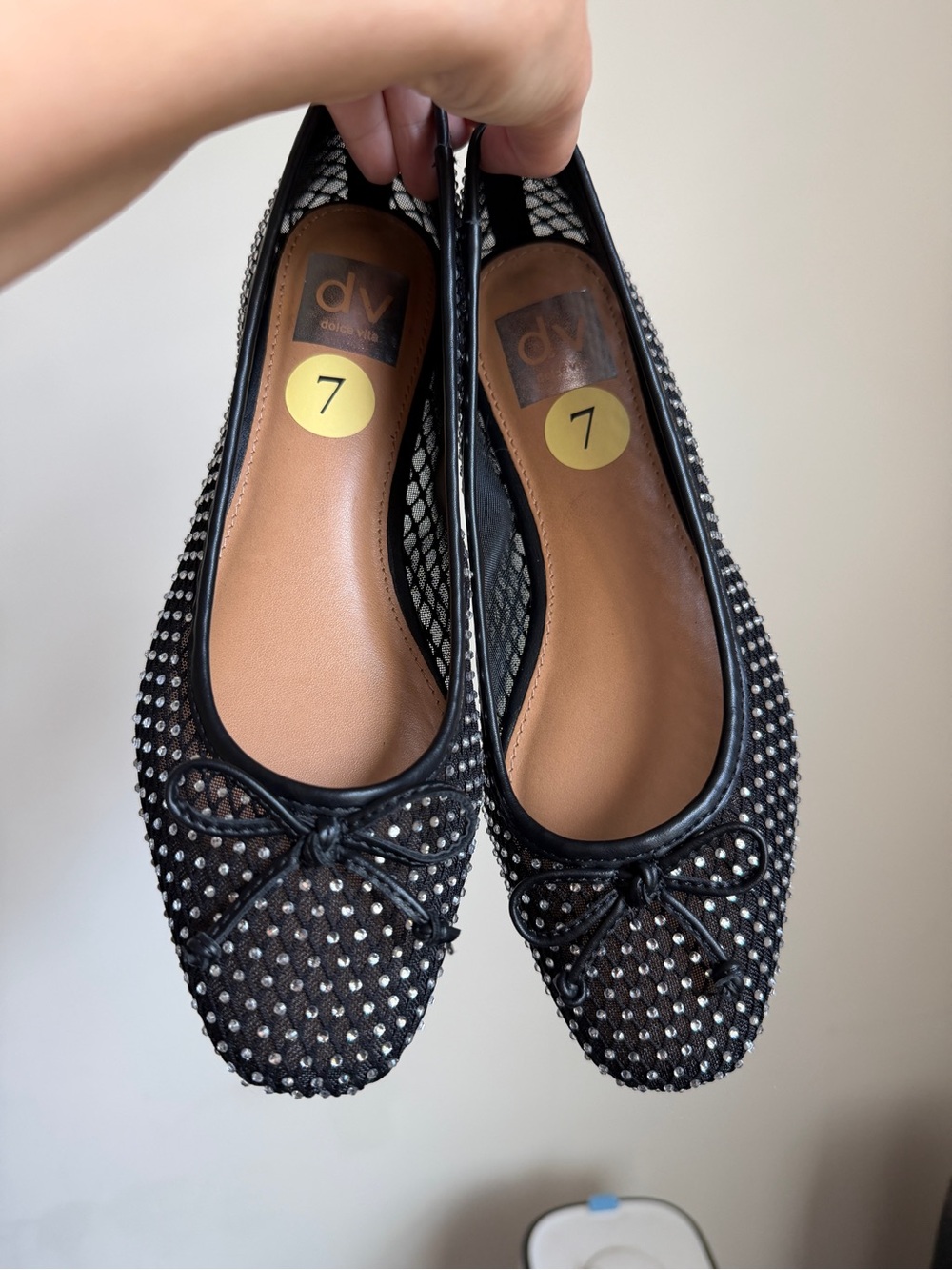 DV by Dolce Vita Black Crystal-Embellished Ballet Flats